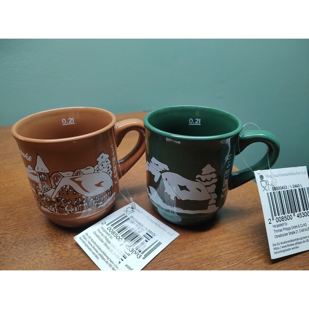 2 Weihnachtsmarkt becher Mulled Wine Mug Cup Germany Kitalia era 3-1/2"
